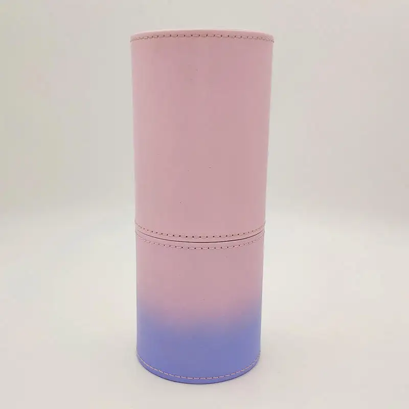 Empty Cylinder Pvc Pu Leather Silicone Pen Holder Custom Travel Portable Cosmetic Brush Storage Box Bag Makeup Brush Set Holder