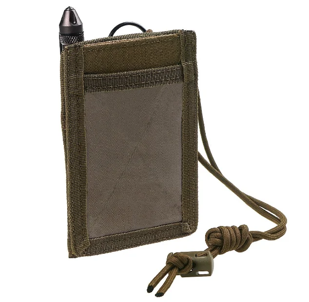 Black Tactical ID Card Holder Hook & Loop Patch Badge Holder Key Ring and Credit Card Organizer Adjustable Neck Lanyard Key Ring