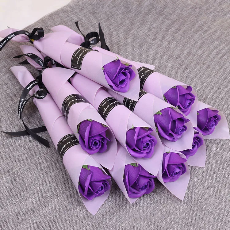 Factory wholesale single rose head mother day soap flower with fragrance