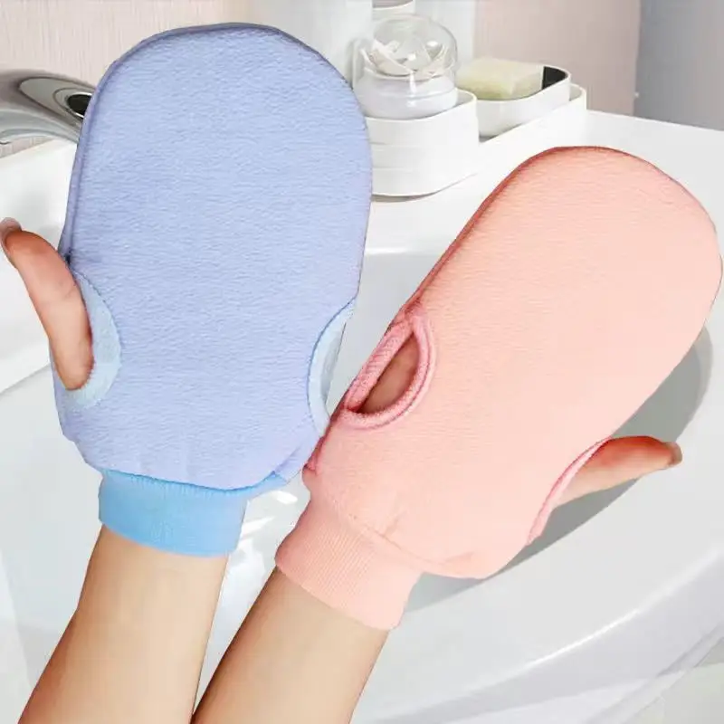Factory Direct Sale Solid Color Reusable Bath Exfoliating Glove Body Scrub Cleaning Gloves Shower Exfoliating Mitt