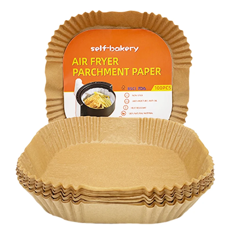 100pcs Square Food Grade Air Fryer Parchment Paper Liners Disposable Paper Liner Oven Paper