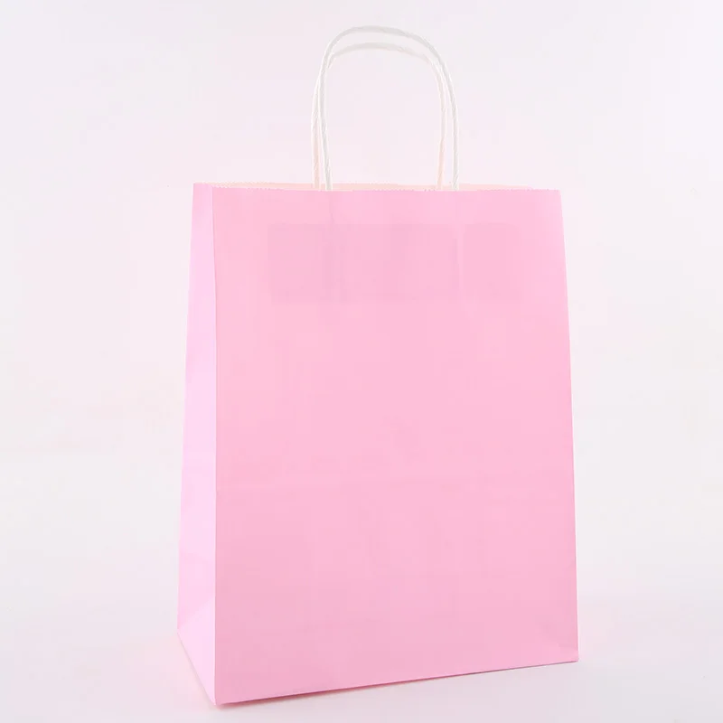 26*12*33 cm stock White and brown colorful biodegradable kraft paper twisted tote shopping bag with logo printed