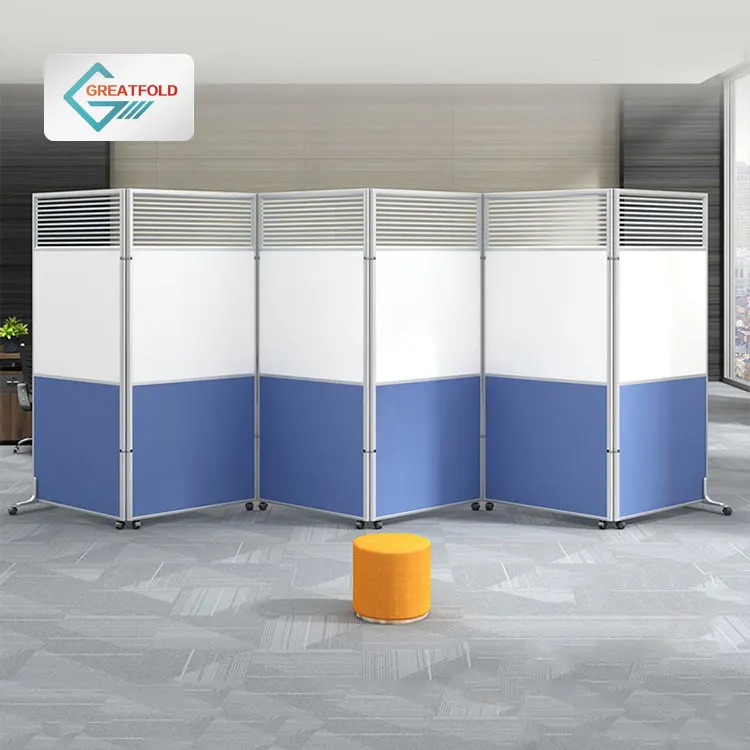 glass Portable Partition Workstation Office Folding Screen Room Dividers Partitions With Wheels