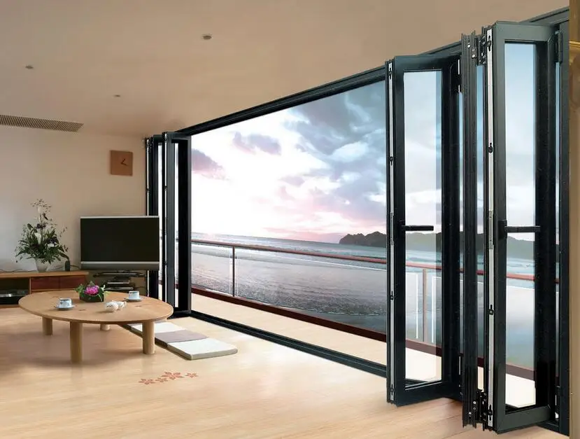Aluminum Industrial Sound Proofed Glass Sliding Folding Door