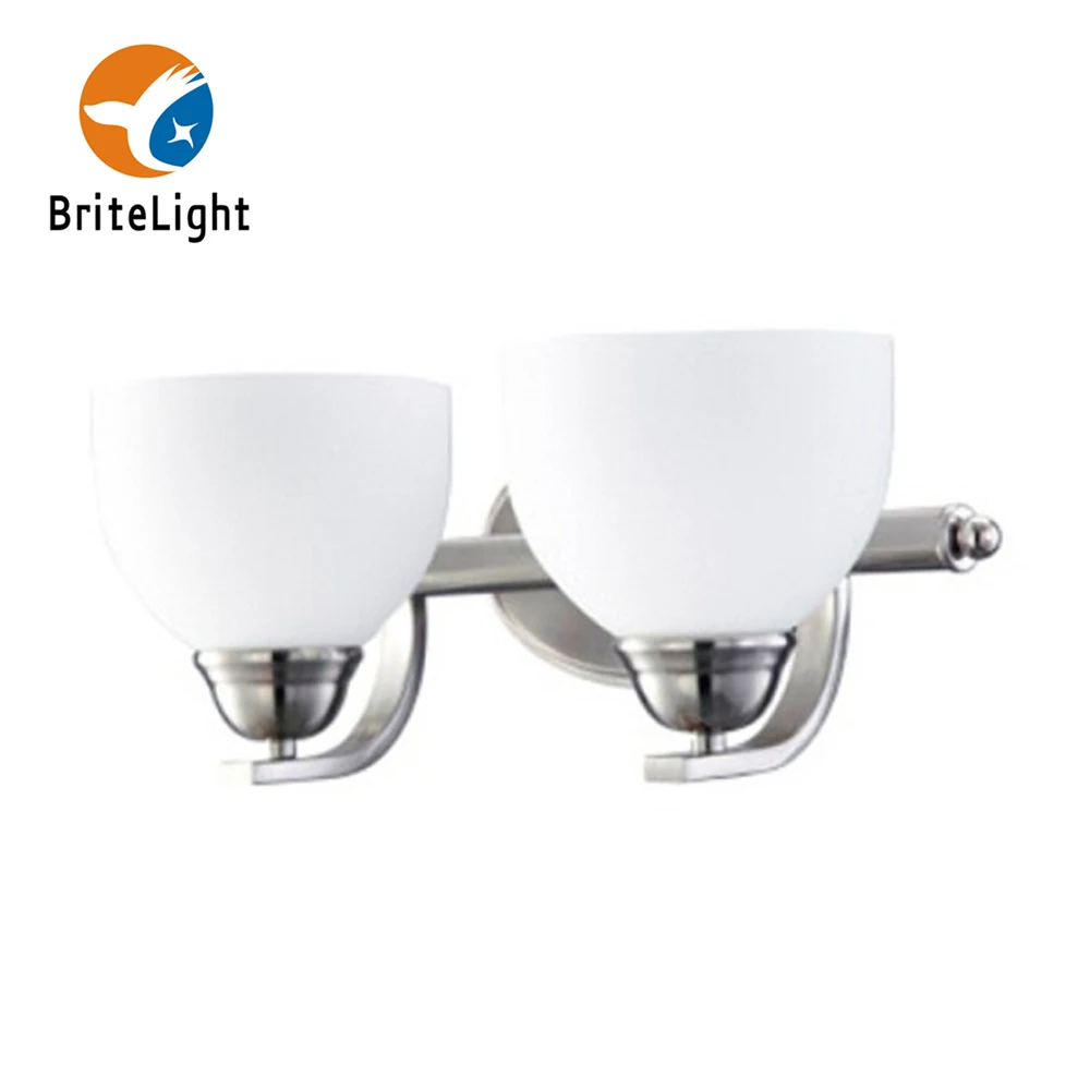 luxury 2 lamps Opal Glass Brushed Nickel E26 High CRI No Flicker hotel bedroom lighting Vanity Wall Mounted lamp