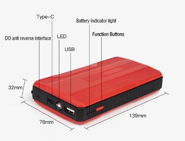 in Stock Mini Portable Car Jump Starter 12V Peak Power Bank Automotive Battery Charger Emergency Booster Tools