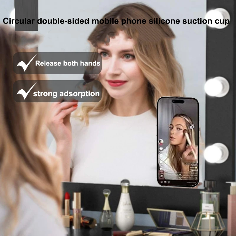 Double Sided Suction Phone Mount Round Silicone Suction Cup Phone Holder