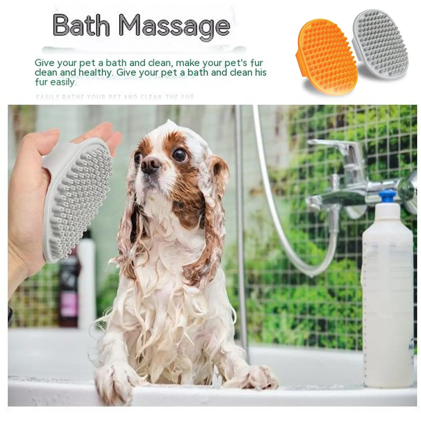 Wholesale Adjustable Buckle Silicon Pet Fur Remover Brush Grooming Clean Pet Shower Wash Brush