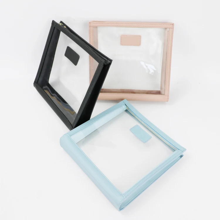 high quality clear PVC leather cosmetic bag pouch lady purses bags for women