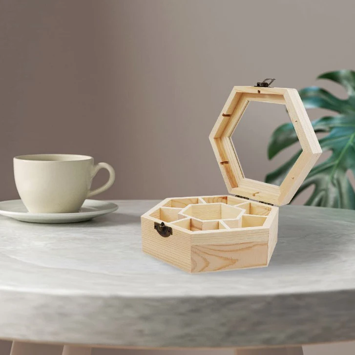 unfinished large wooden jewelry box personalized wood jewelry box with 7 compartments