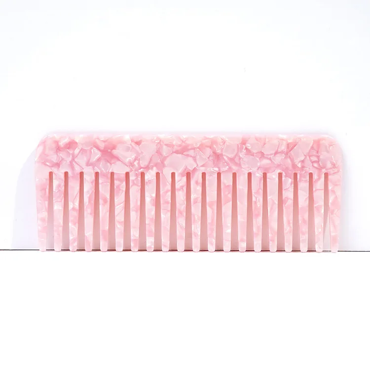 MingHe Wide Tooth Comb Wholesale Pink Square Straight Hair Comb Acetate Custom Wide Combs For Women