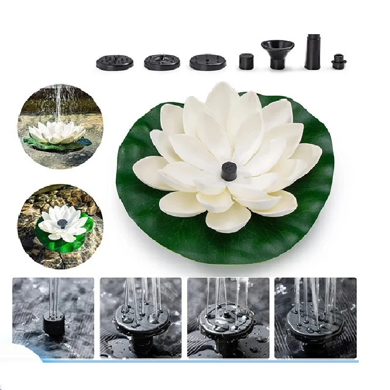 2021 Outdoor garden ornaments Solar water fountains for garden Pool Water  Water features of lotus leaf fountain pool
