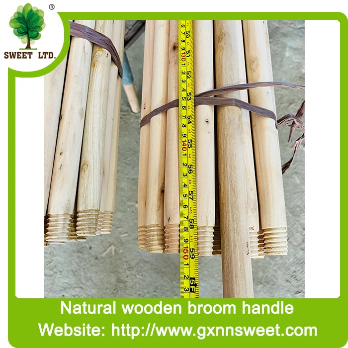 China Machine Making Plastic Sweeping Long Wooden Stick Broom Handle With Italian Threading for Squeegee