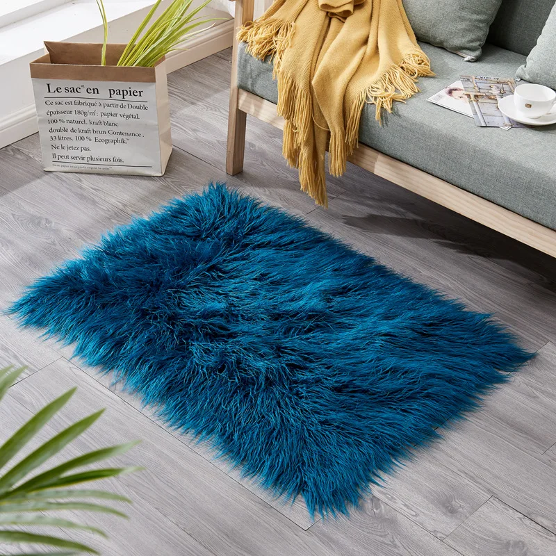 Long Hair White Fluffy Curly Faux Fur Throw Rug Luxury Soft Cozy Decorative Fuzzy Blanket Sofa Bedroom