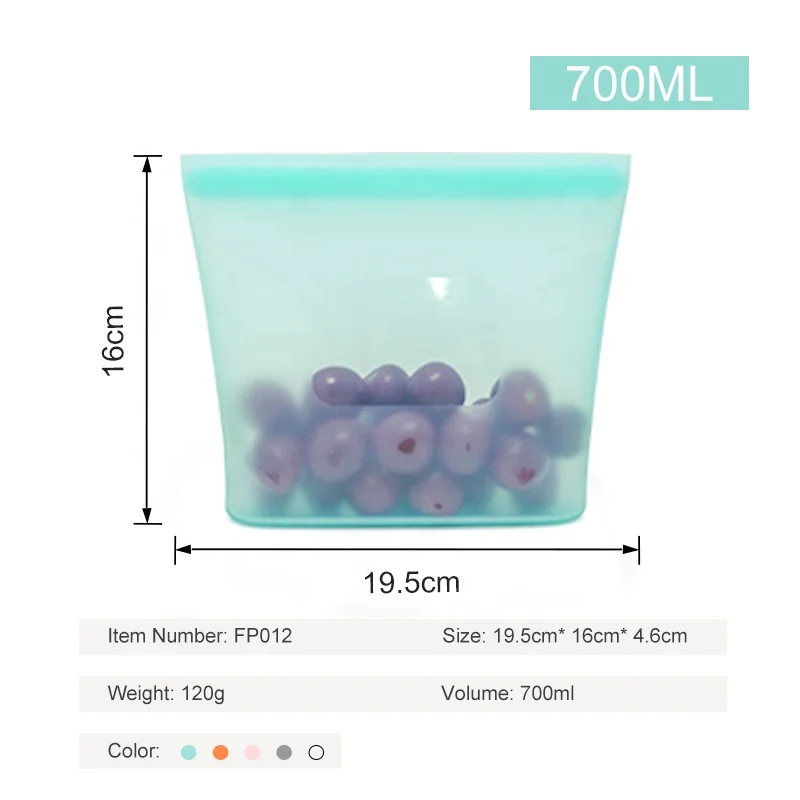 Hot selling eco-friendly reusable food grade silicone stand up fresh bag