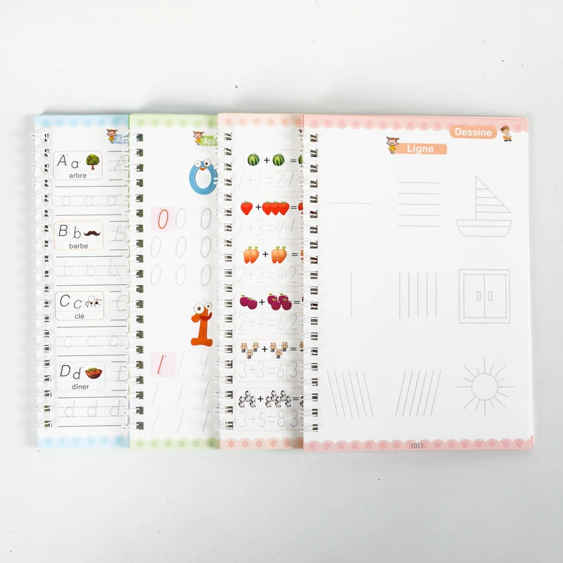French 3D Groove Magic Practice Copybook Children Book Learning Numbers French Letters Calligraphy Writing Exercise Books Gift