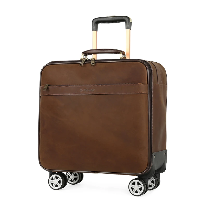 Небольшая деловая винтажная сумка из воловьей кожи с колесами