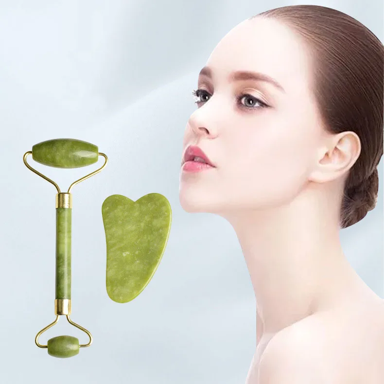 Нефритовый валик Гуаша набор нефритовый массажный ролик для ухода за кожей лица