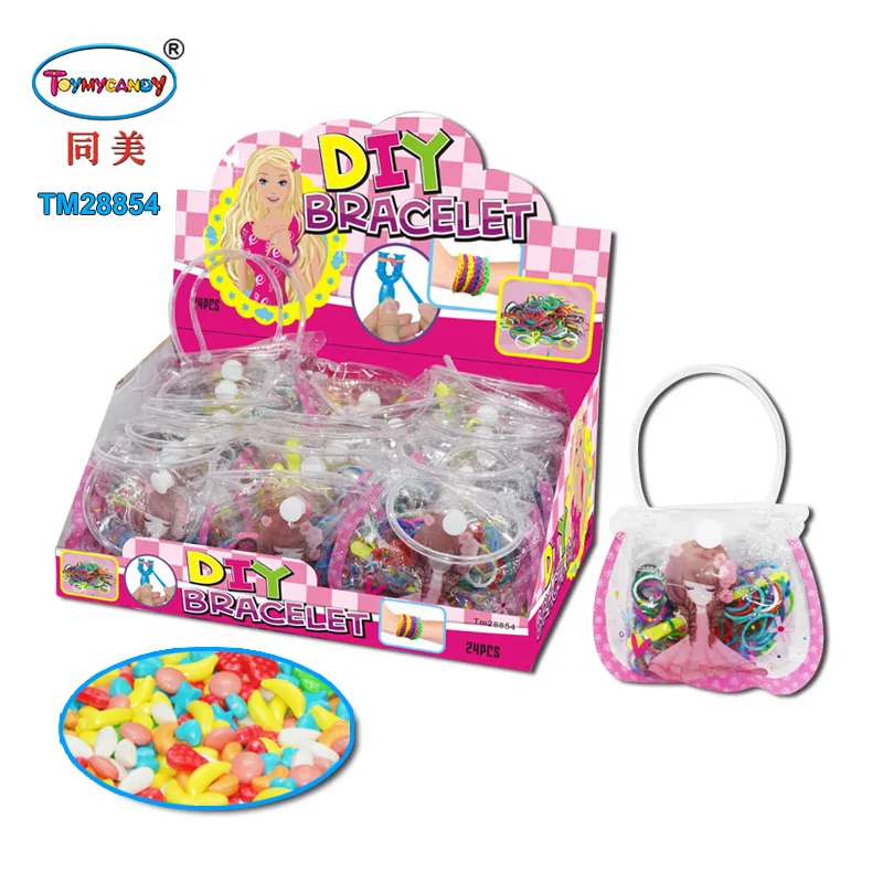 Colorful kids toy Color Rubber Bands toy with candy