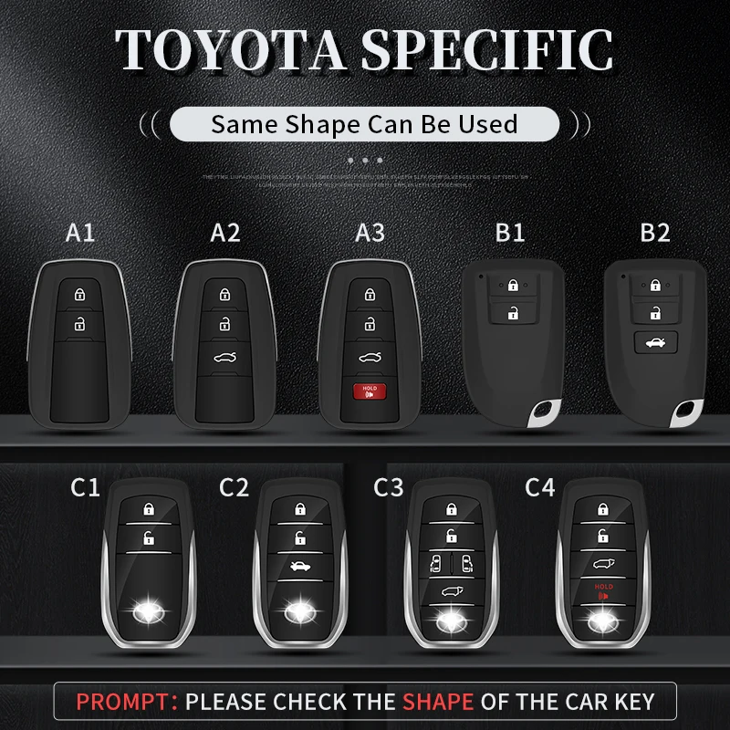 New Metal Leather Car Logo Key Cover For Toyota RAV4 Corolla Hilux Fortuner Land Cruiser 200 Camry Sienna Previa Accessories