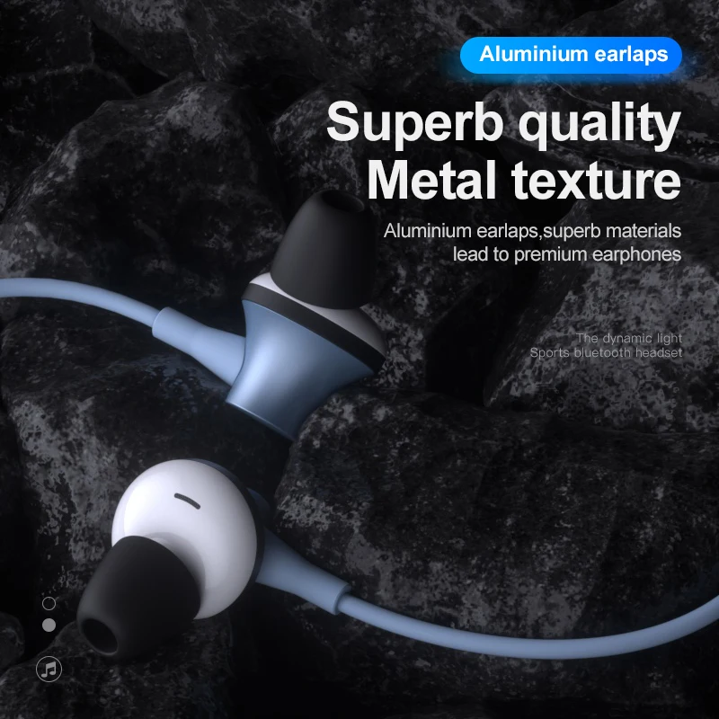 
Hot fashion neckband waterproof bluetooth earphone active noise cancelling bluetooth headset led light earphones for sports 