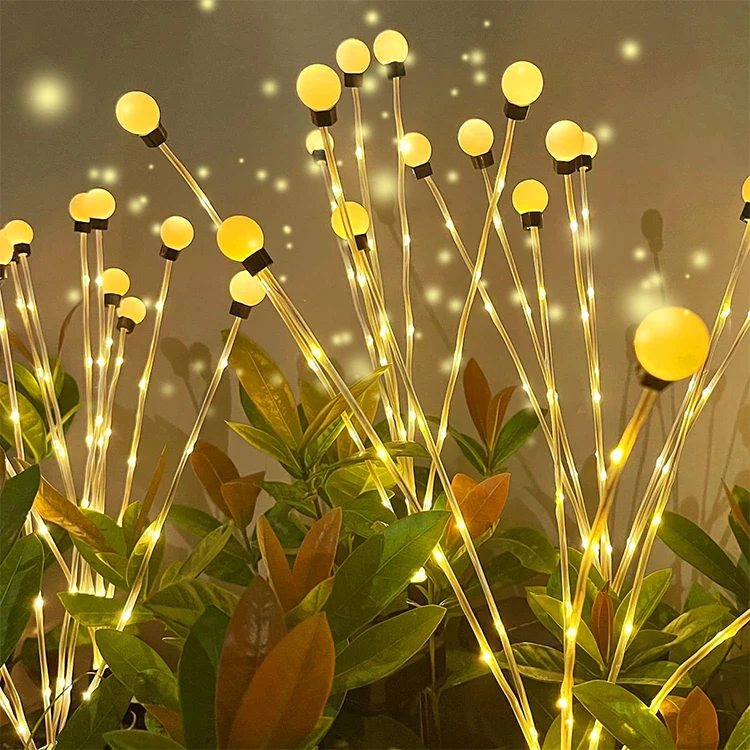 Solar Garden Light Outdoor Waterproof Solar Yard Decorations Light Big Bulb Solar Swaying Firefly Light for Patio Pathway Decor