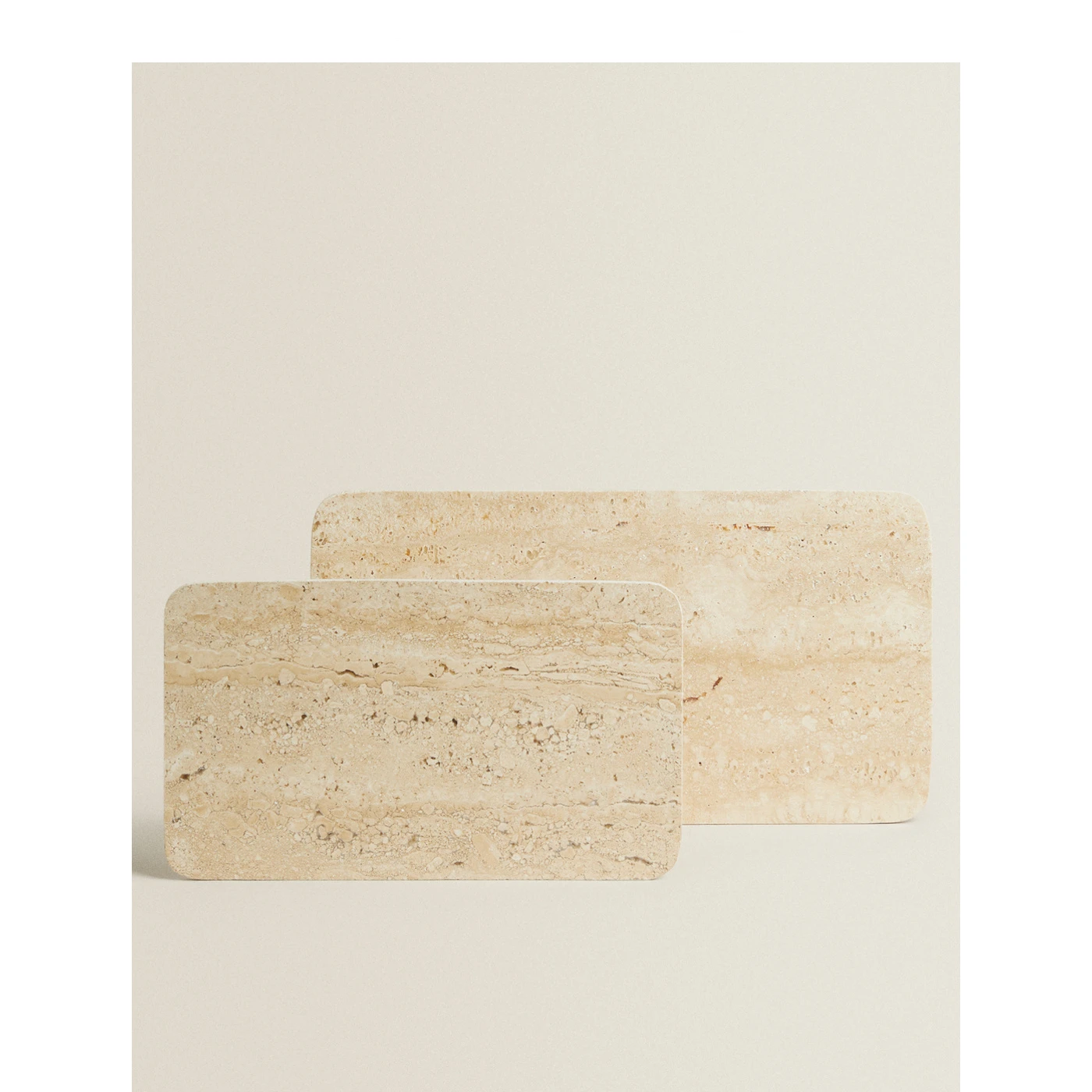 stonekocc Customized Vintage Beige Travertine Natural Stone Marble Serving Tray Rectangle Catchall Plate Wabi-sabi Style