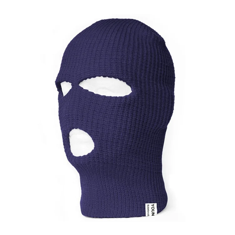 Factory wholesale  100% acrylic ski face winter balaclava keep warm  ski knitted hat  woven  label 3 hole camouflage balaclava