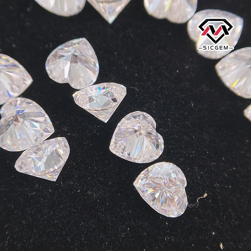 SICGEM Cheapest Price High Quality GRA DEF Color  Heart Cut Loose Synthetic Moissanite Diamonds VVS Clarity  Moissanite