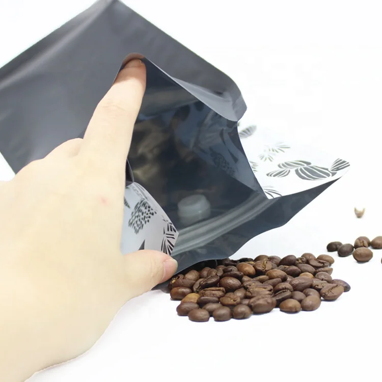 AT PACK Low Price Flat Bottom Coffee Bags With Valve Aluminium Foil Bag For Coffee Beans Packaging