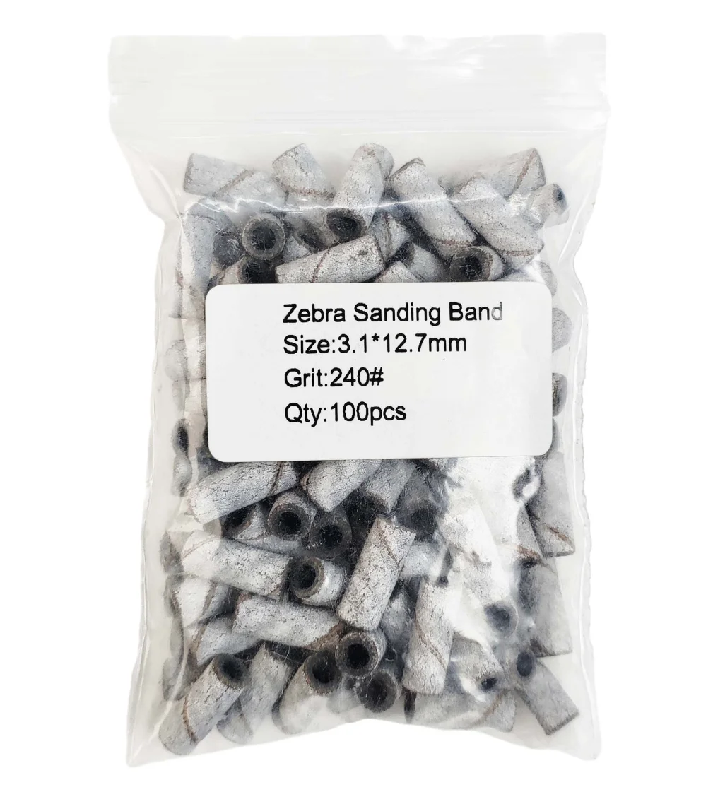 Yimeili 100pcs/Box  Sanding Bands With Rubber Mandrel Nail Drill Bit Accessories Gel Removal Nails Care Polishing Tool