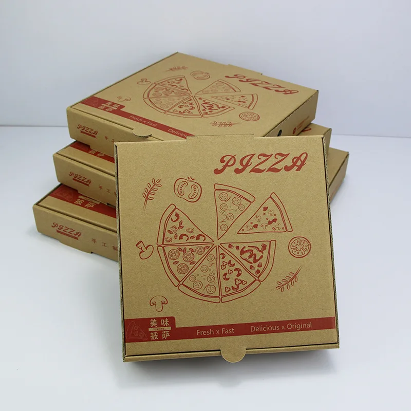 Gloss Lamination Custom Printed Italian Kraft 12-Inch Rectangle Pizza Boxes Recyclable Food Packaging Gold Foil Embossing