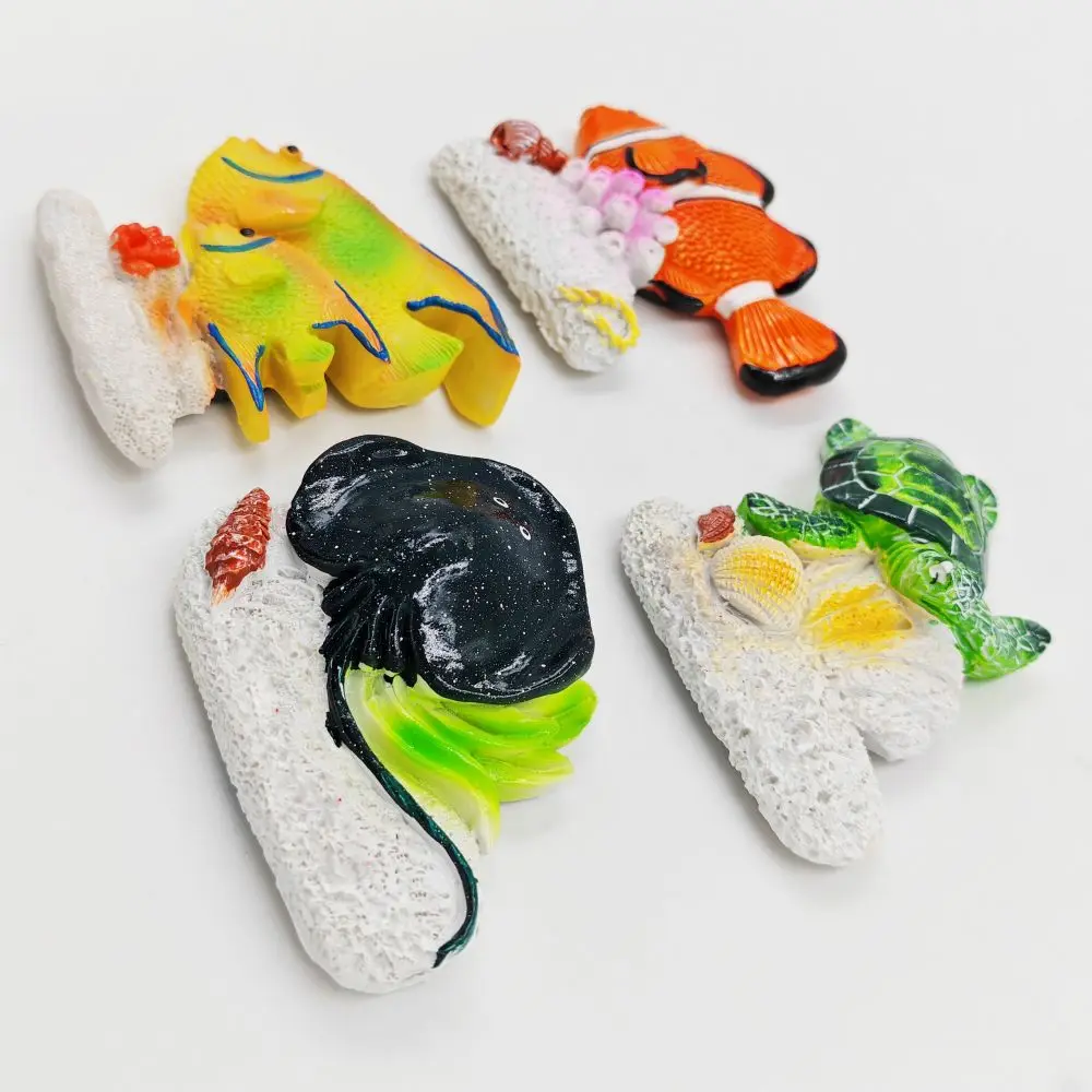 Custom Handmade Resin Fridge Magnets Creative souvenir Clownfish Turtle Manta Rays 3D Fridge Magnets