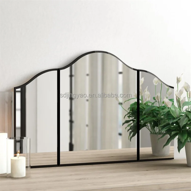 Hot Mailing Order online Sell Custom Three-sided Folding Mirror, Trifold Deskop Cosmetic Mirror, folding makeup table mirror