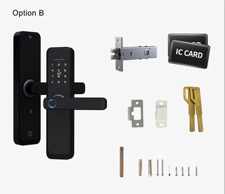 Wooden Door finger print lock biometric password electric door lock Me card with tuya ttlock smart door lock