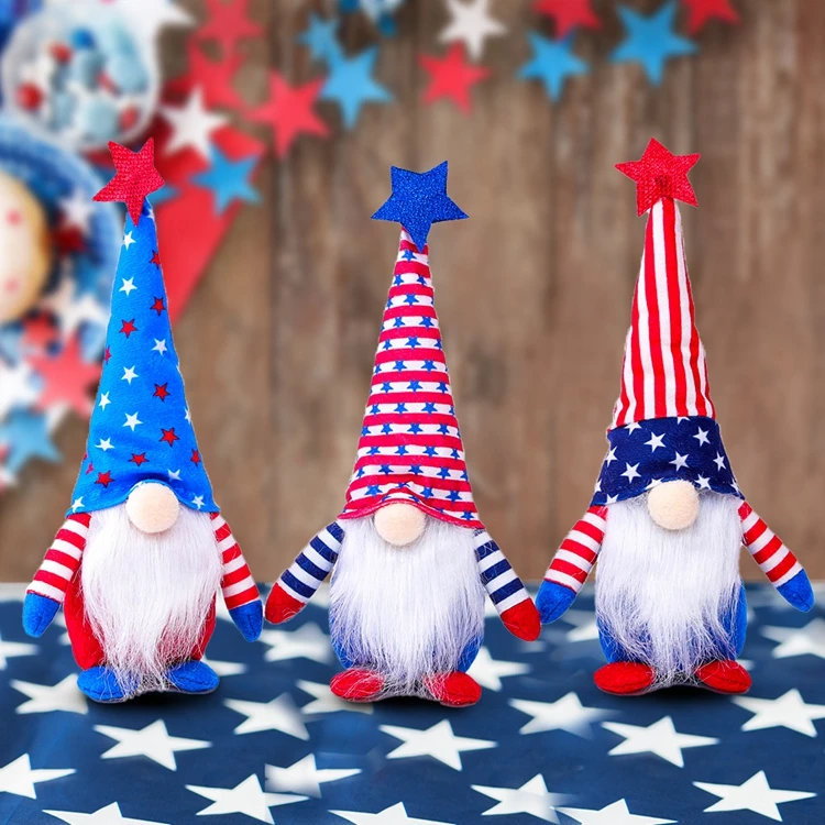 4th of July Independence Day Plush Doll Gnome Decor Goblin Elf Faceless Ornaments Holiday Party Decoration For Independence Day