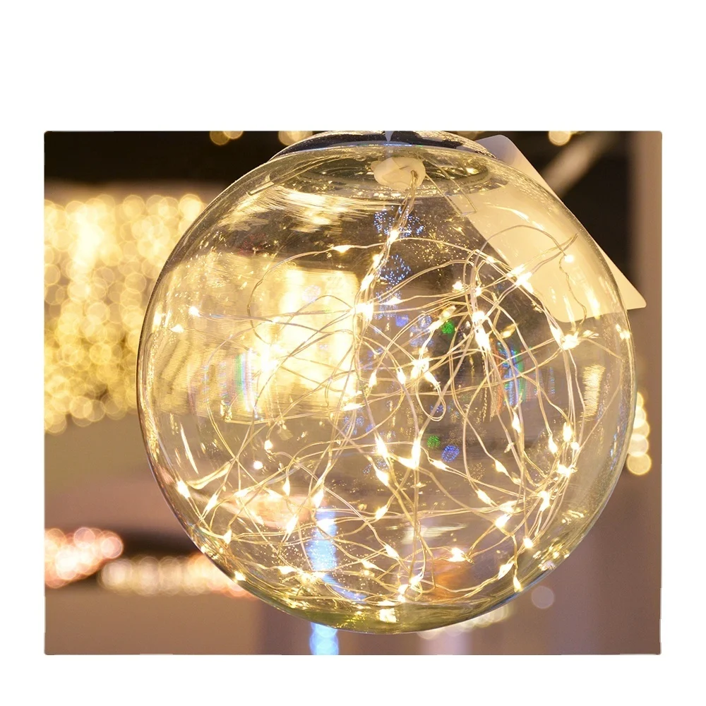 hanging solar lights solar christmas yard decoration led crystal ball string light glass ornament cluster light bulb christmas