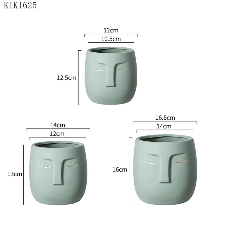 Ceramic Face Head Flower Pot Vase Cactus Plant Potted Desktop Ornaments Abstract Character Flower Pot Hydroponic Vase Home Decor