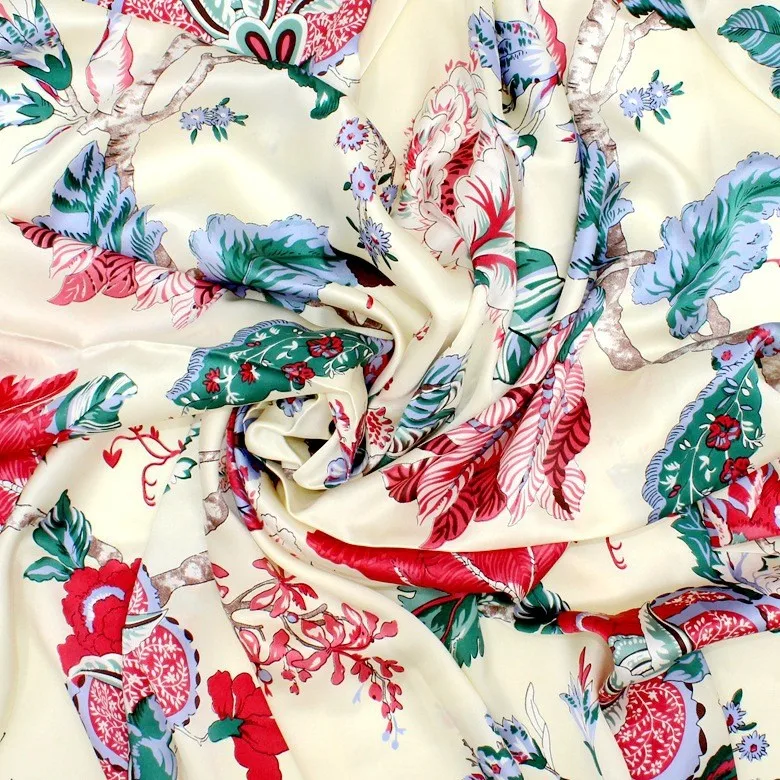 100% mulberry silk 16mm satin natural silk fabric wholesale 100 pure natural silk fabric printed fabric for clothes