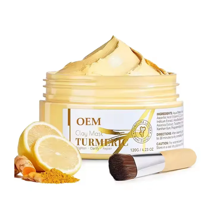 OEM Turmeric Bentonite Deep Clean Face Mask Whitening Blackhead Removal Anti Acne Organic Vitamin C Turmeric Clay Facial Mask