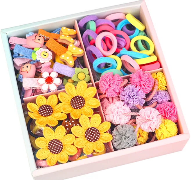 Детская цветная нейлоновая эластичная повязка для волос Набор детских милых заколок для волос с мультяшным рисунком аксессуары для маленьких девочек