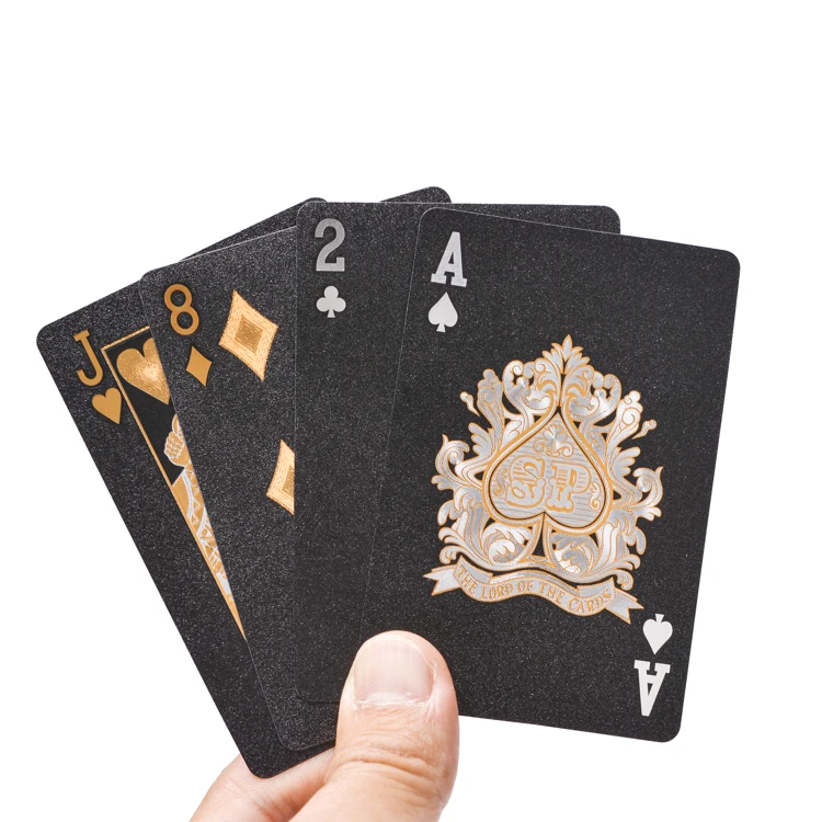 Custom Waterproof Black Poker Cards Paper Packaging PVC game children playing cards with  box