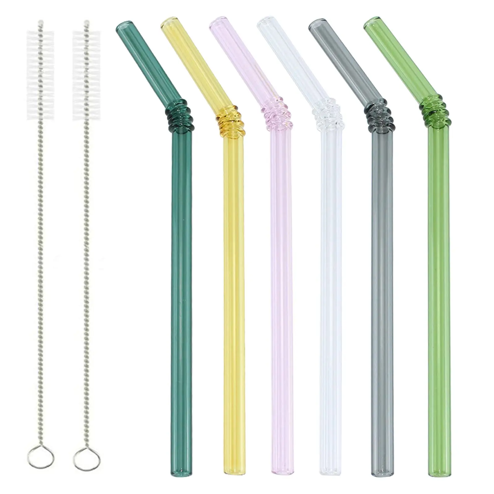 Прямые продажи с фабрики высокое боросиликатное стекло экологически чистое многоразовое цветное пищевая безопасность прозрачные изогнутые стеклянные соломинки