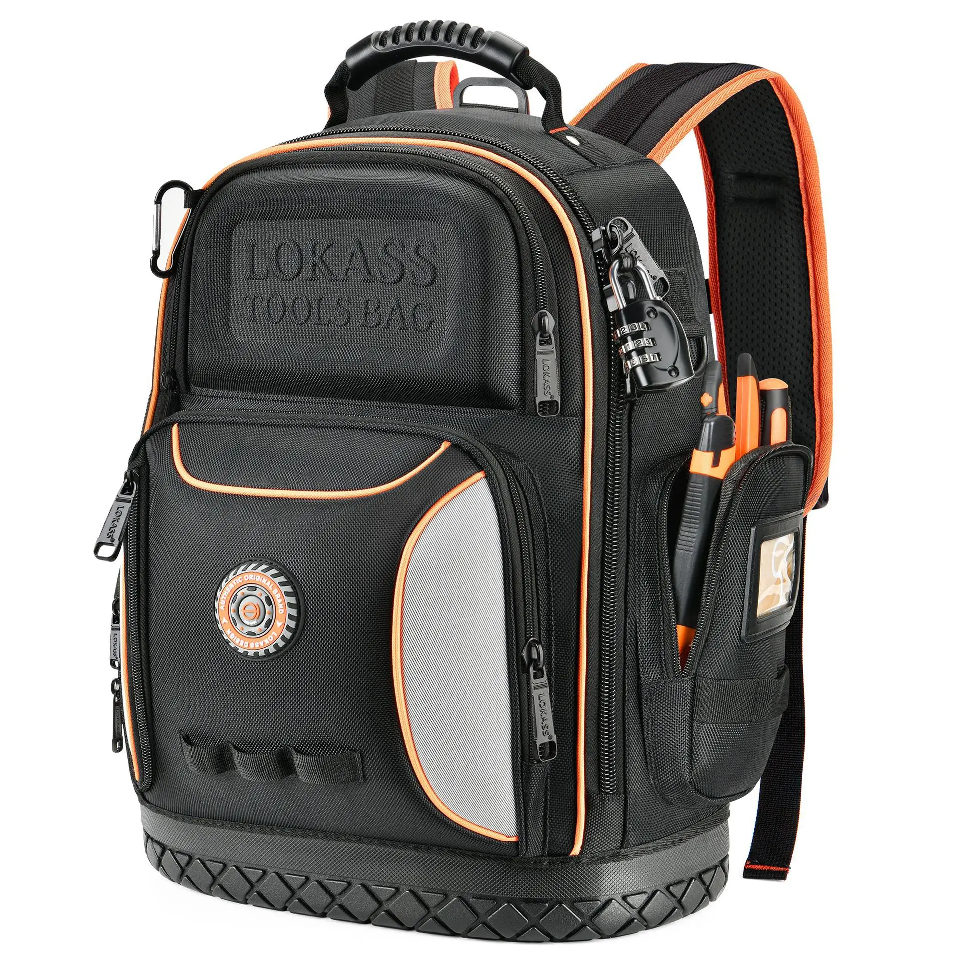 Heavy Duty Back Pack 1680D Tool Kit Storage Bag Tote Electrician Tool Bag Backpack with Combination Lock