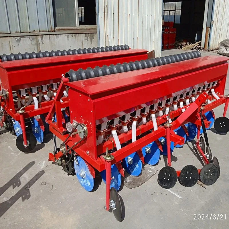 High Efficiency Four Wheel Tractor Mounted Farm Wheat Dry Rice Grass Seed Planter Machine