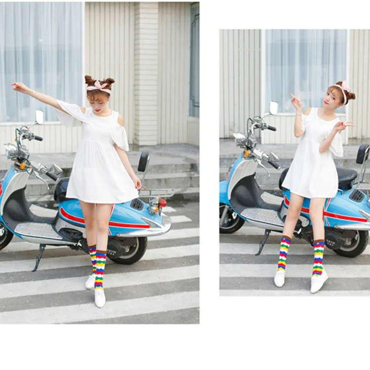 SHANXIN Korea fashion Solid color OEM logo custom design pure cotton 18 colors Crew tube Socks women