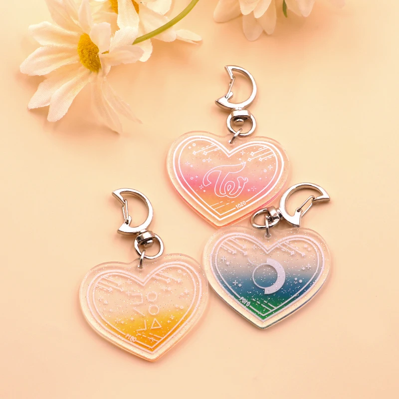 Custom Keyring Acrylic Wholesale High Quality Epoxy Resin Love Type Keyring Custom Logo Acrylic Keychain