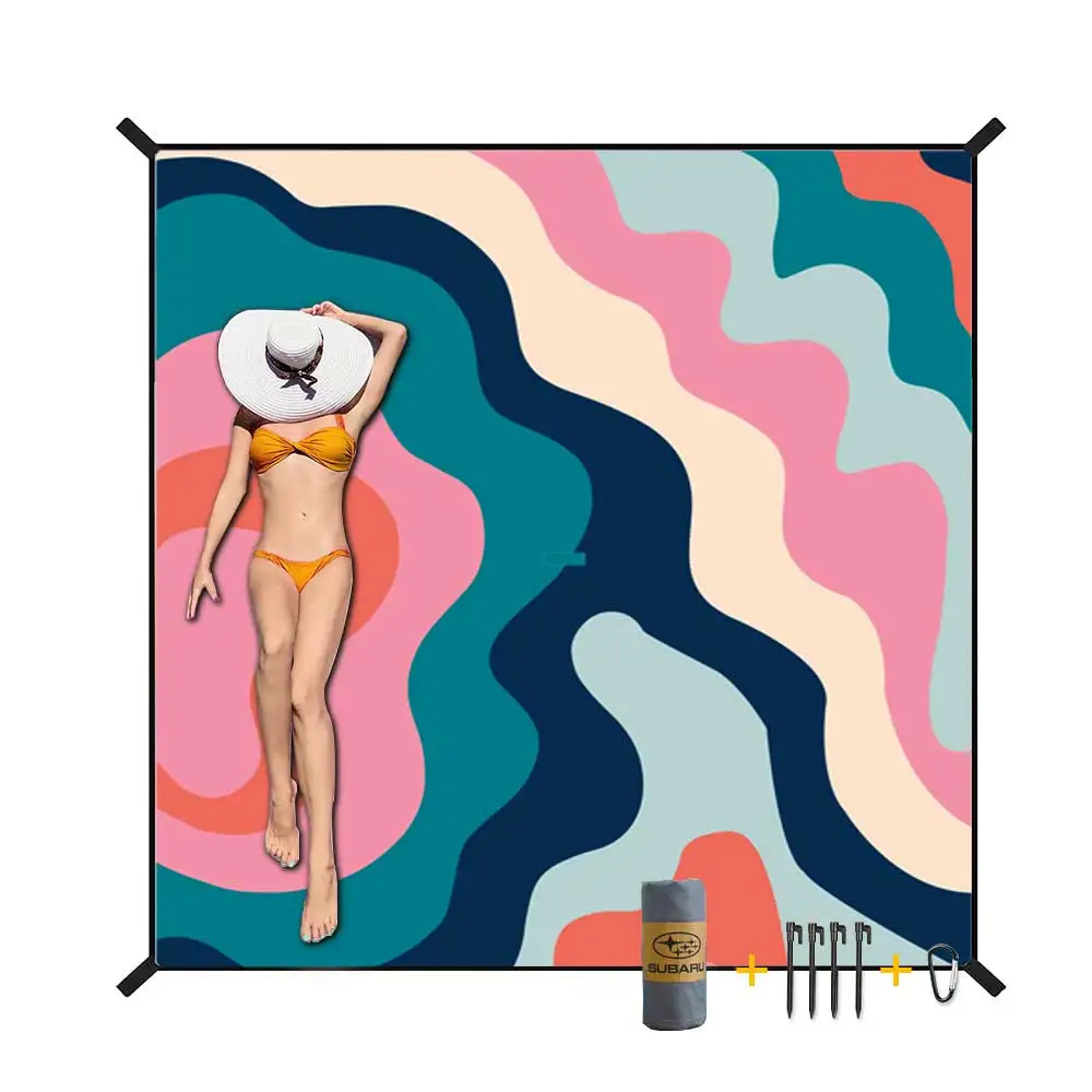 Outdoor custom oversize large Beach Blanket Waterproof sand free Portable Foldable Beach towel Mat