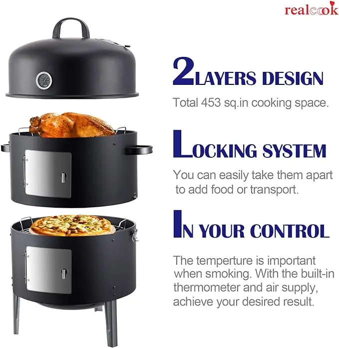 Hot Sale 3 in 1 Smokeless Charcoal Family Barbecue Stove Smoker 3 layers Tower Vertical Barrel Charcoal Barbeque BBQ Grill