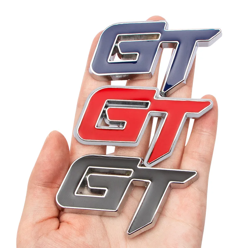 Wholesale customization GT 3D metal car stickers emblem Badge Body sticker Car Emblems For  Trunk Tag Sports Car modified logo